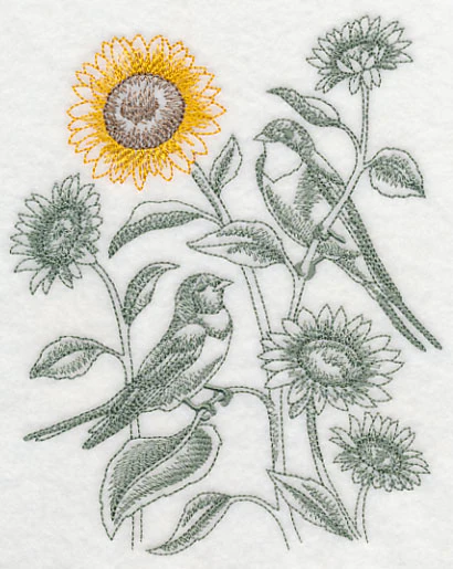 Sunflower and Barn Swallows (Toile) - Image 3