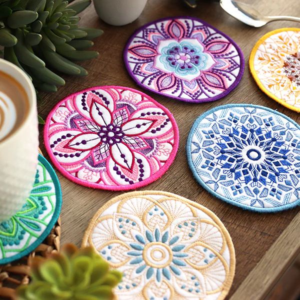 Sunflower Kaleidoscope Coaster (In-the-Hoop) - Image 6
