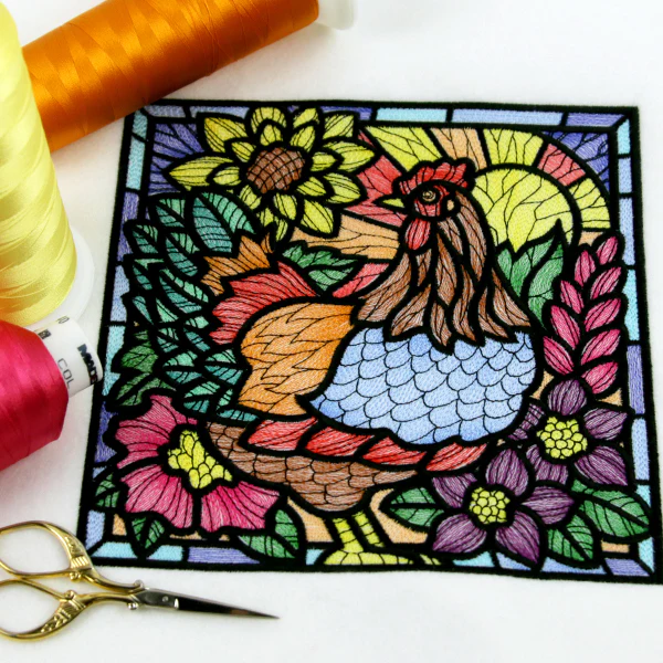 Sunrise Chicken Stained Glass Square - Image 8