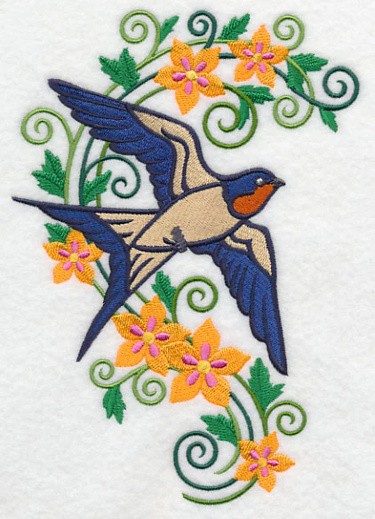 Swallow with Flower Flourish - Image 2