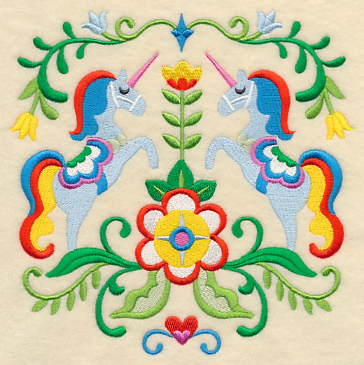 Swedish Folk Art - Unicorns - Image 2