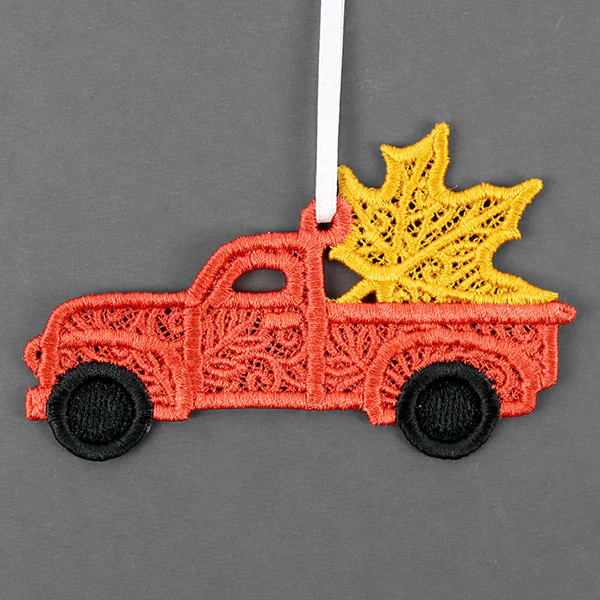 Sweet as Syrup Maple Leaf Retro Truck Ornament (Lace) - Image 3