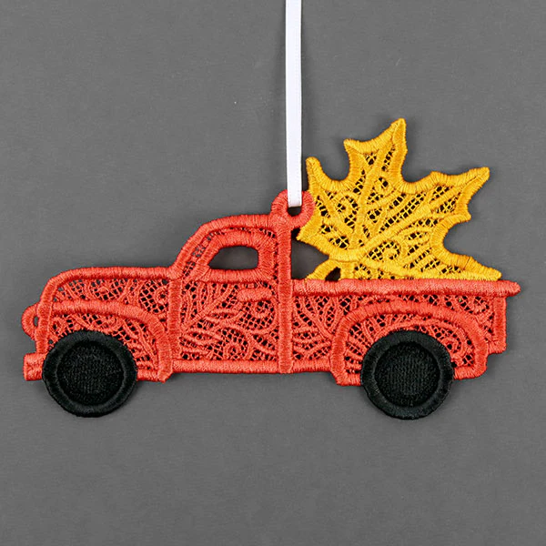 Sweet as Syrup Maple Leaf Retro Truck Ornament (Lace) - Image 4