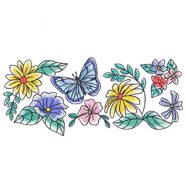 Sweet Butterfly and Blooms Border - Image 3