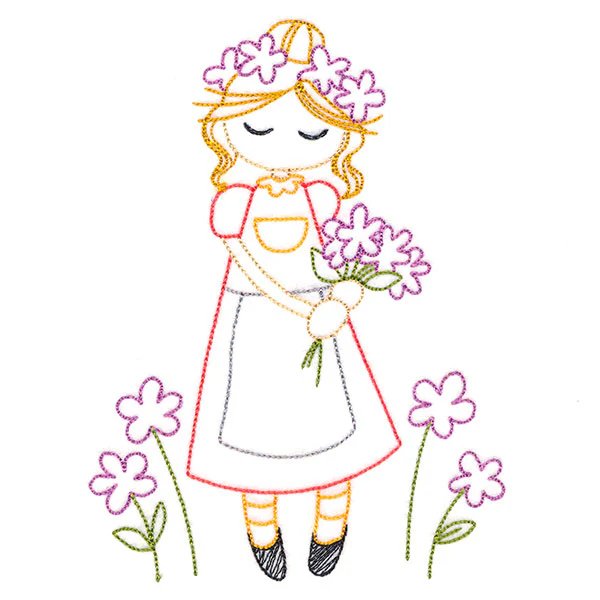 Sweet Fall Girl with Flowers (Vintage) - Image 2