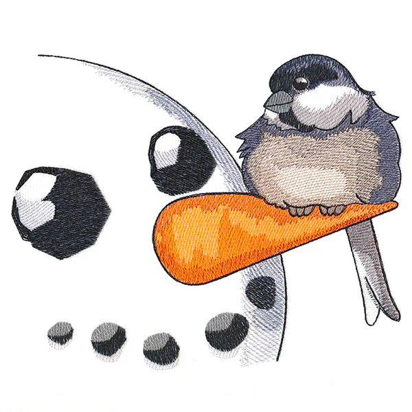 Sweet Peeking Snowman with Chickadee - Image 2