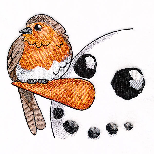Sweet Peeking Snowman with European Robin - Image 3