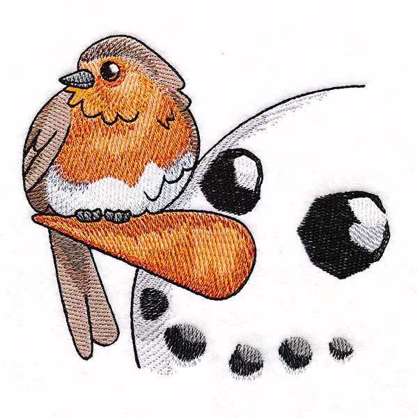 Sweet Peeking Snowman with European Robin - Image 5