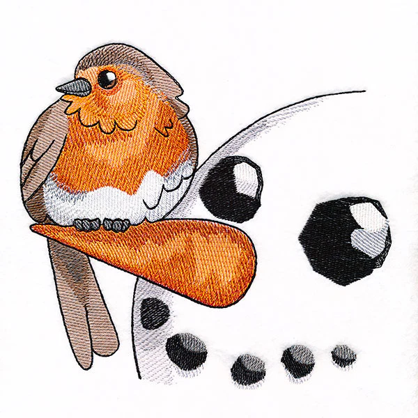 Sweet Peeking Snowman with European Robin - Image 7