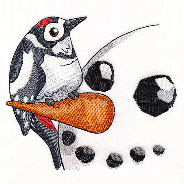 Sweet Peeking Snowman with Woodpecker - Image 6