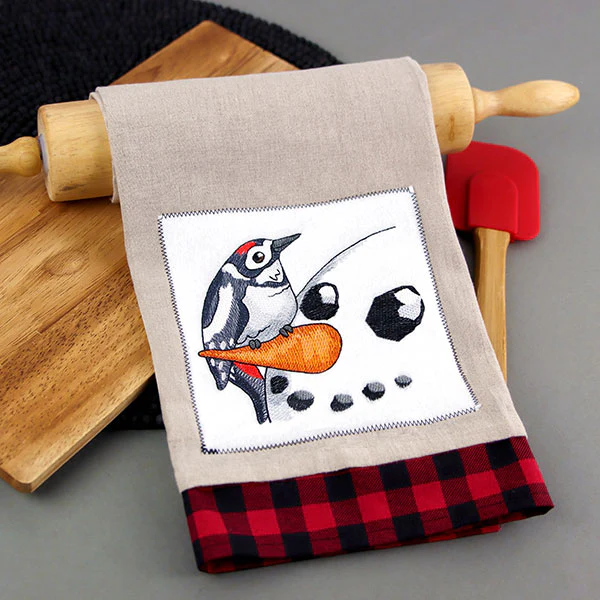 Sweet Peeking Snowman with Woodpecker - Image 7