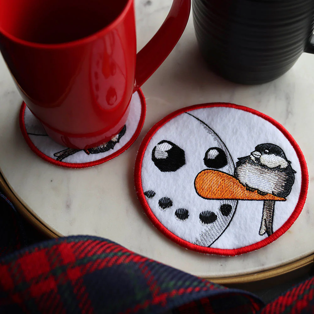 Sweet Peeking Snowmen Coasters (In-the-Hoop) Design Pack - Image 2