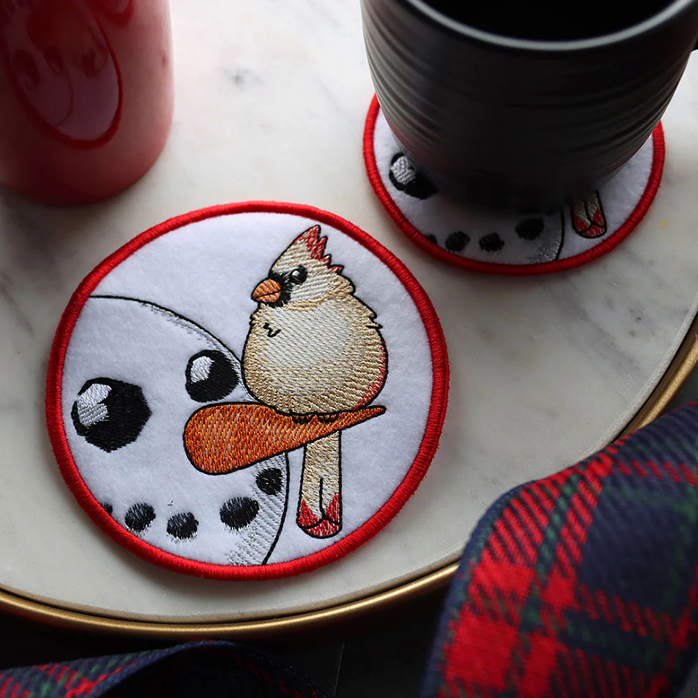 Sweet Peeking Snowmen Coasters (In-the-Hoop) Design Pack - Image 3