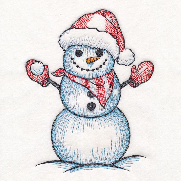 Sweet Snowman Etching with Santa Hat - Image 10
