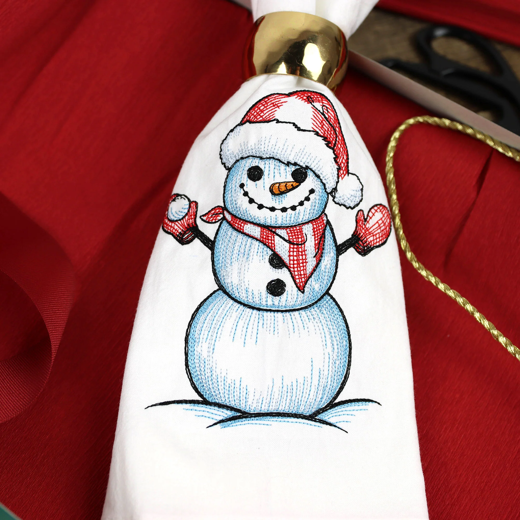 Sweet Snowman Etching with Santa Hat - Image 8