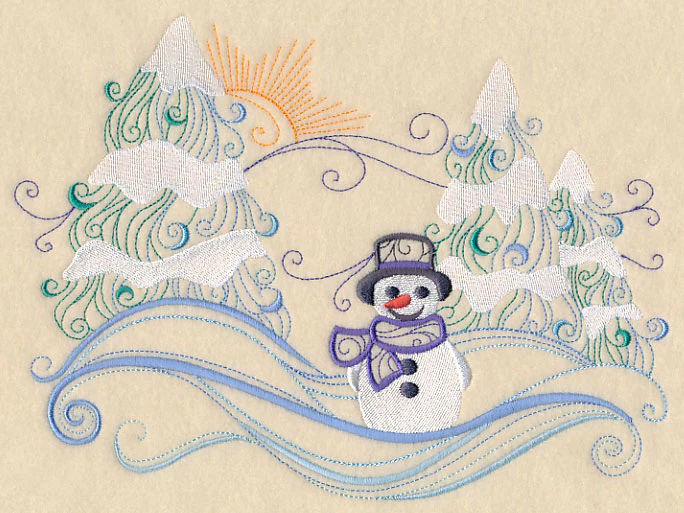 Swirly Snowman Scene - Image 4
