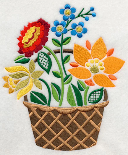 Szines Hungarian Flower Basket - Image 2