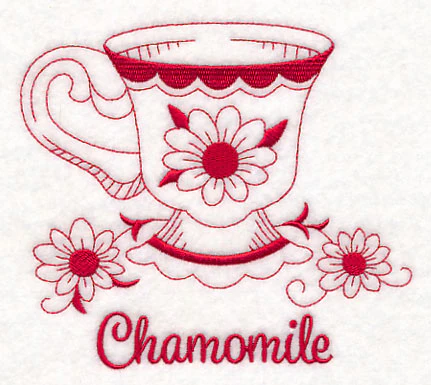 Tea Time Chamomile (Redwork) - Image 3
