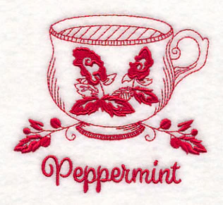 Tea Time Peppermint (Redwork) - Image 2