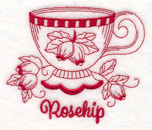 Tea Time Rosehip (Redwork) - Image 2