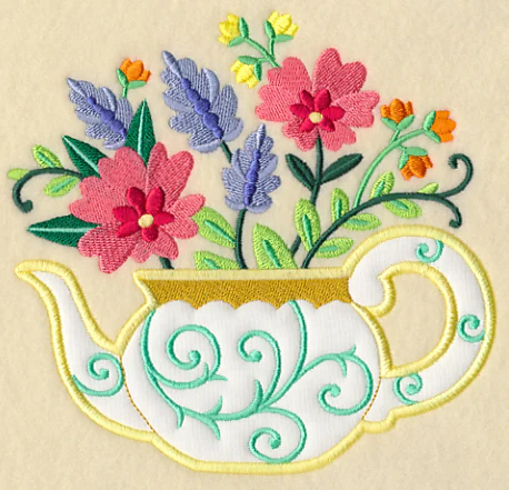 Teapot In Bloom (Applique) - Image 2