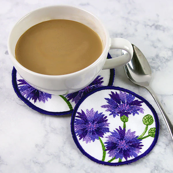 Textured Bachelor Button Coaster (In-the-Hoop) - Image 5