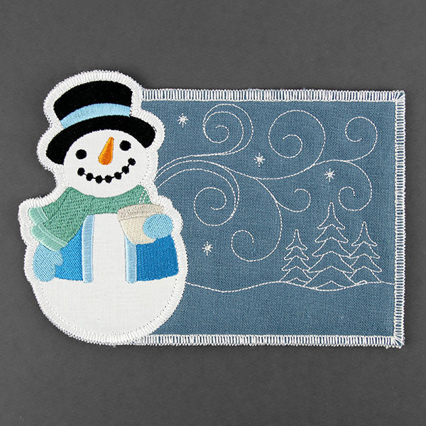 The Splendor of Winter Snowman Mug Rug (In-the-Hoop) - Image 2