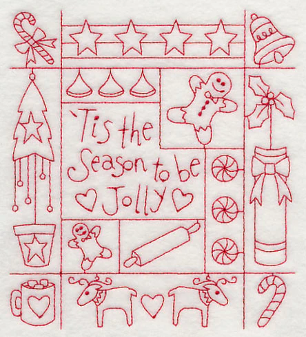 Tis the Season Shadow Box (Redwork) - Image 2