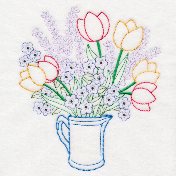 Tulip and Lavender Bouquet (Vintage) - Image 4
