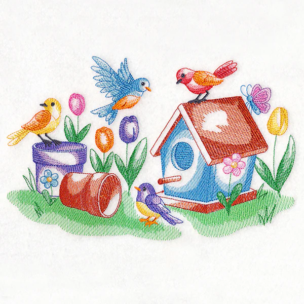 Tweets and Tulips (Toile) - Image 2