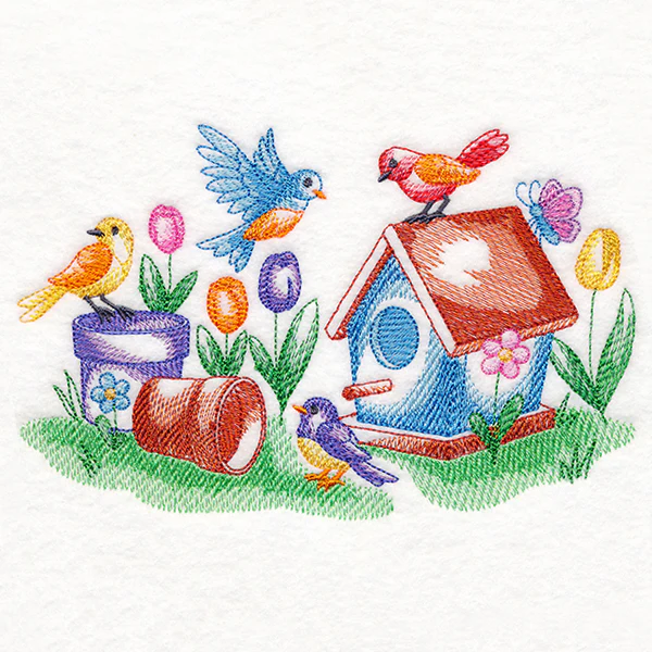 Tweets and Tulips (Toile) - Image 4