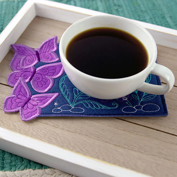 Twilight and Butterflies Garden Mug Rug (In-the-Hoop) - Image 6