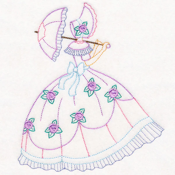 Umbrella Girl with Roses (Vintage)