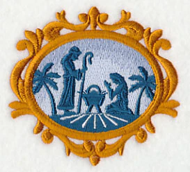 Victorian Christmas Cameo with Nativity