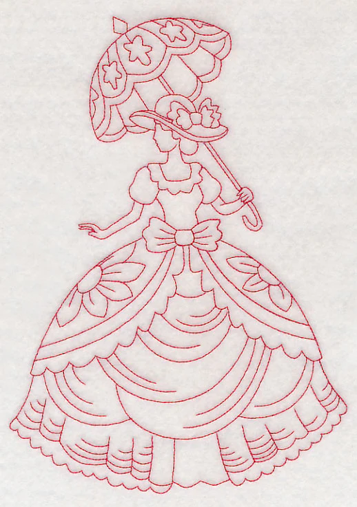 Victorian Lady - Layered Dress (Redwork) - Image 5