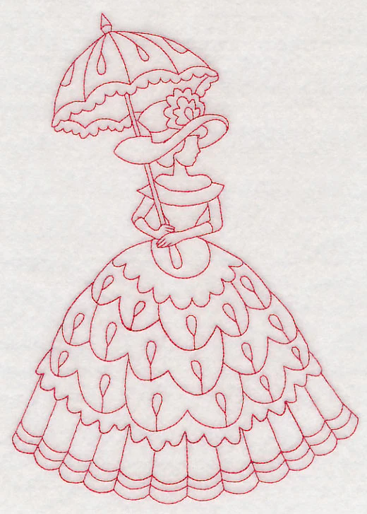 Victorian Lady - Teardrop Dress (Redwork) - Image 5