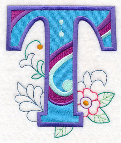 Vintage Flower Fade Letter T - 6 Inch