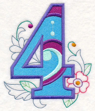 Vintage Flower Fade Number 4 - 6 Inch