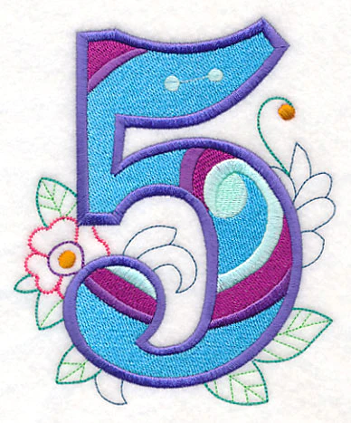 Vintage Flower Fade Number 5 - 6 Inch