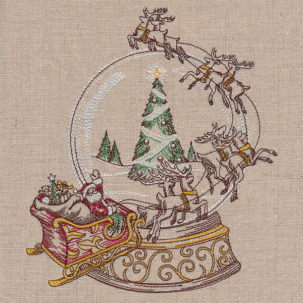 Vintage Snowglobe Santa's Flight Scene