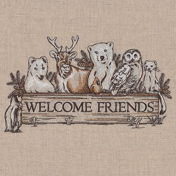 Welcome Friends Winter Animals Sign - Image 2