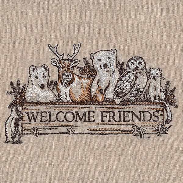 Welcome Friends Winter Animals Sign - Image 3