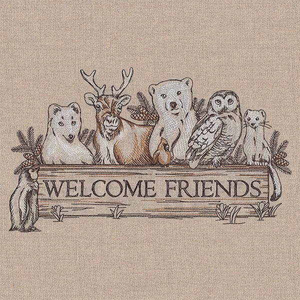 Welcome Friends Winter Animals Sign - Image 5