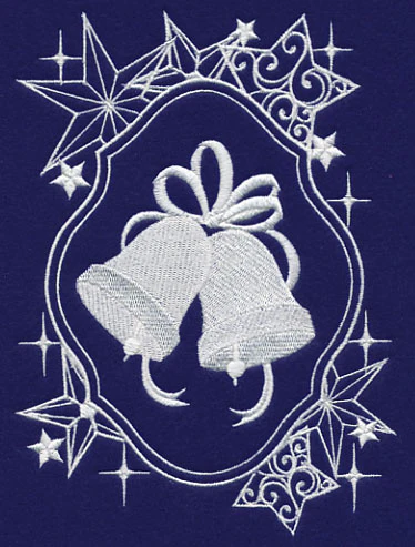 White Christmas Bells in Starry Frame - Image 3