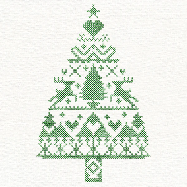 White Christmas Nordic Tree with Reindeer (Cross Stitch) - Image 2