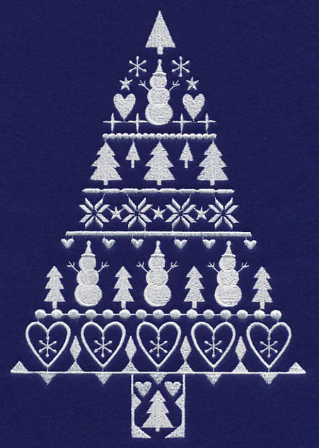 White Christmas Nordic Tree with Snowmen - Image 3