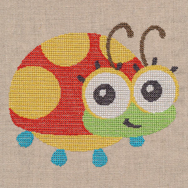Wide-Eyed Baby Girl Ladybug (Cross Stitch) - Image 4