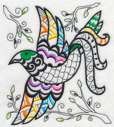Wild Whimsy Bird 3 (Blackwork) - Image 2