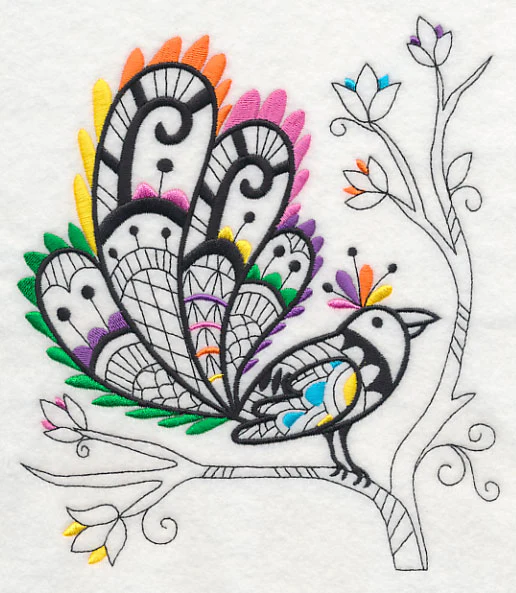 Wild Whimsy Bird 6 (Blackwork) - Image 5