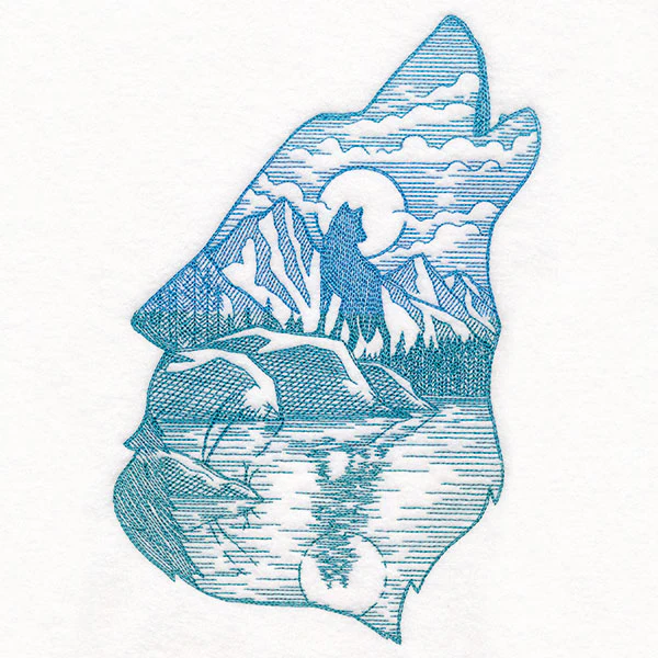 Wild Woods Wolf Scene Etching - Image 2